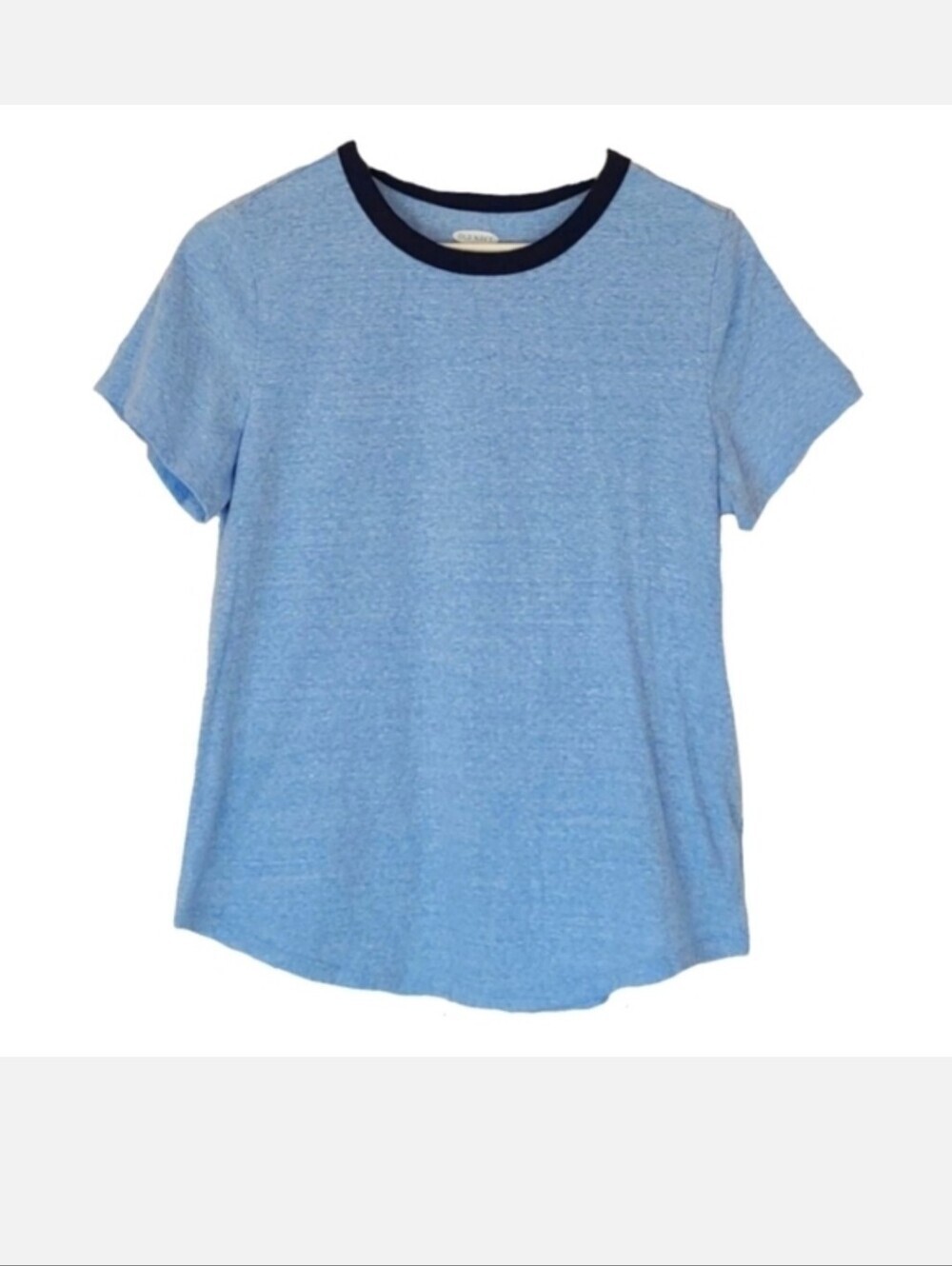 Boy's Size M Light Blue Baseball Style Short Sleeve Tee Tshirt Navy Blue Crew